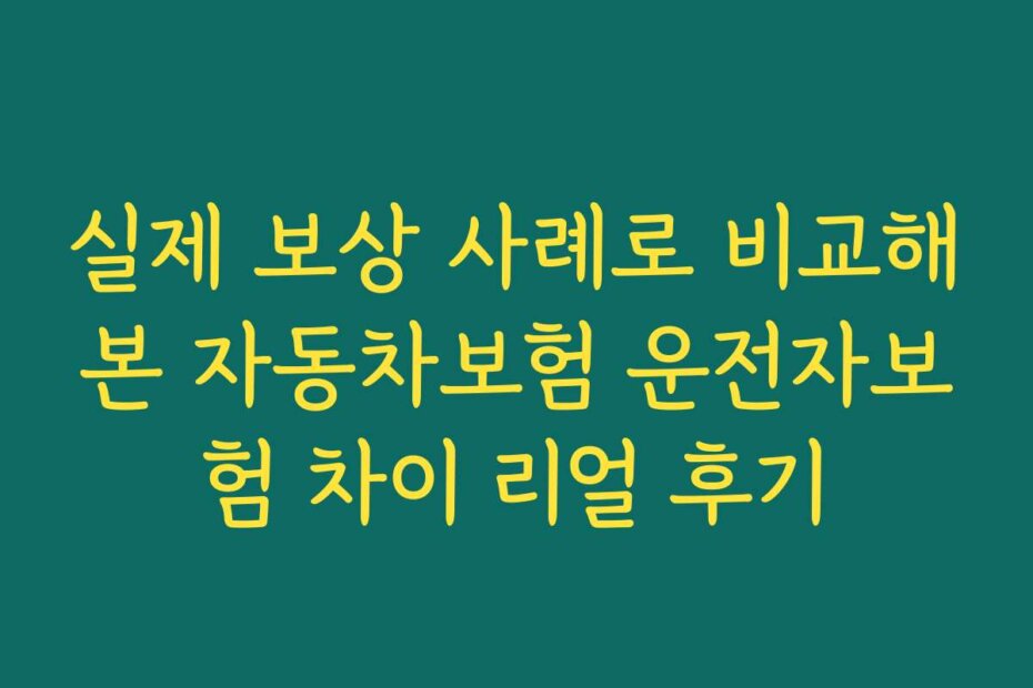 실제 보상 사례로 비교해본 자동차보험 운전자보험 차이 리얼 후기