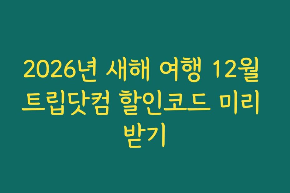 2026년 새해 여행 12월 트립닷컴 할인코드 미리 받기