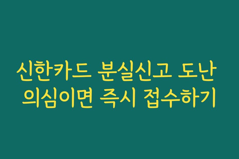 신한카드 분실신고 도난 의심이면 즉시 접수하기
