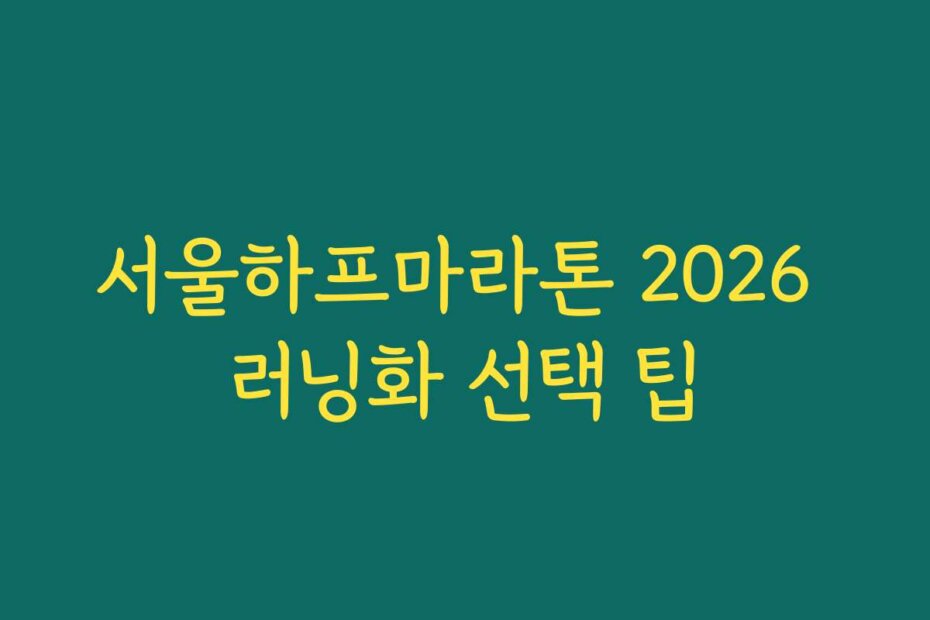 서울하프마라톤 2026 러닝화 선택 팁