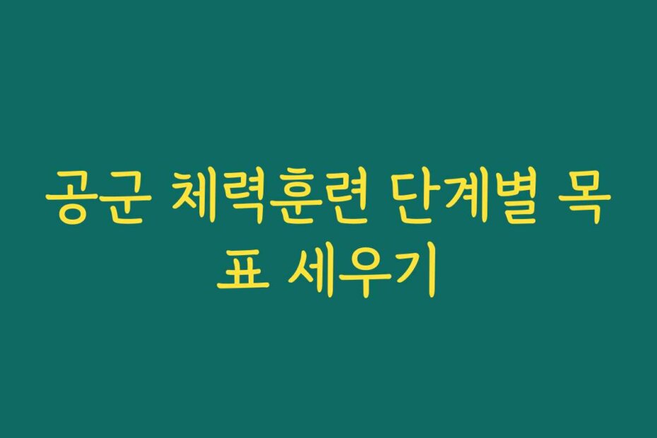 공군 체력훈련 단계별 목표 세우기