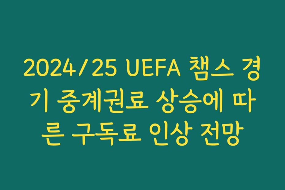 2024/25 UEFA 챔스 경기 중계권료 상승에 따른 구독료 인상 전망