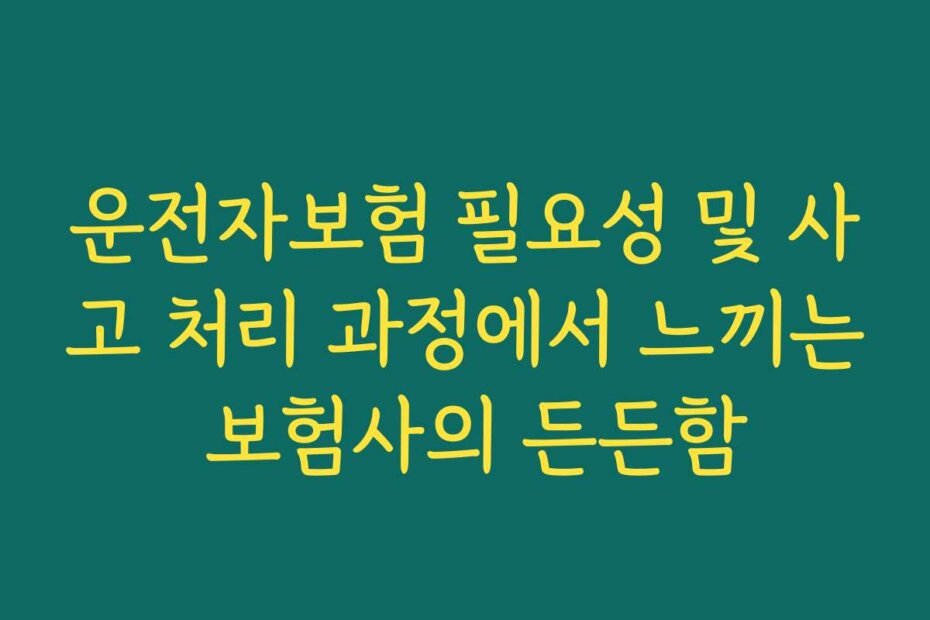 운전자보험 필요성 및 사고 처리 과정에서 느끼는 보험사의 든든함