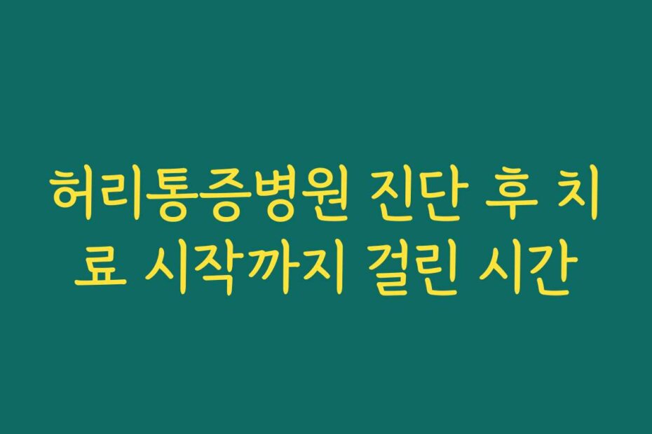 허리통증병원 진단 후 치료 시작까지 걸린 시간
