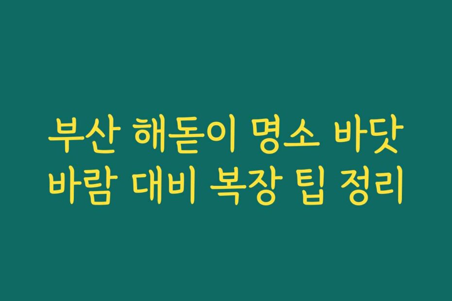부산 해돋이 명소 바닷바람 대비 복장 팁 정리