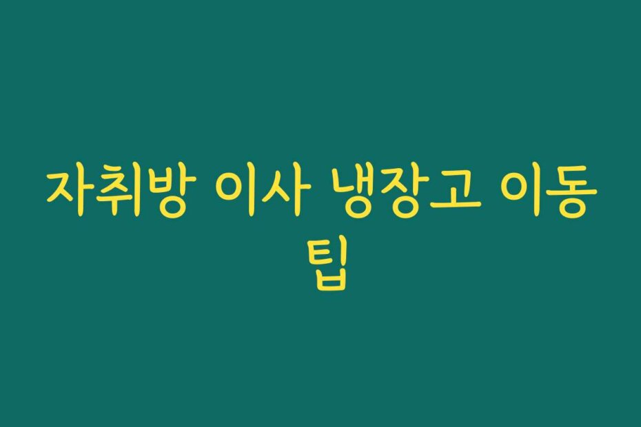 자취방 이사 냉장고 이동 팁