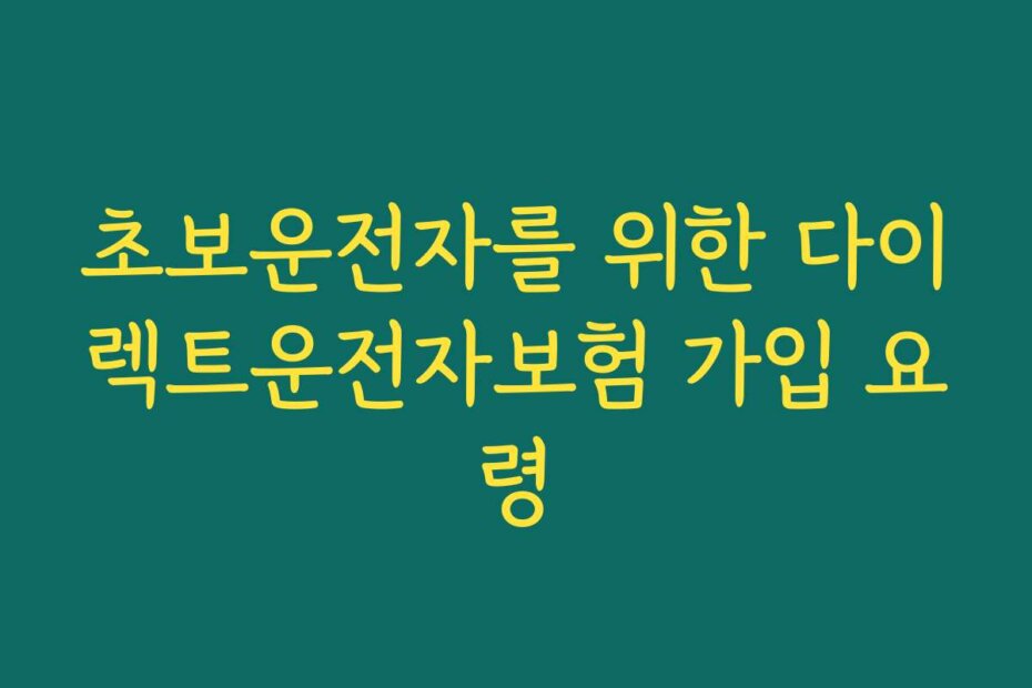 초보운전자를 위한 다이렉트운전자보험 가입 요령
