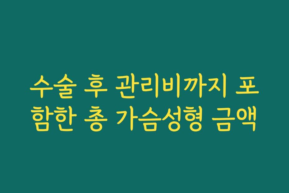 수술 후 관리비까지 포함한 총 가슴성형 금액
