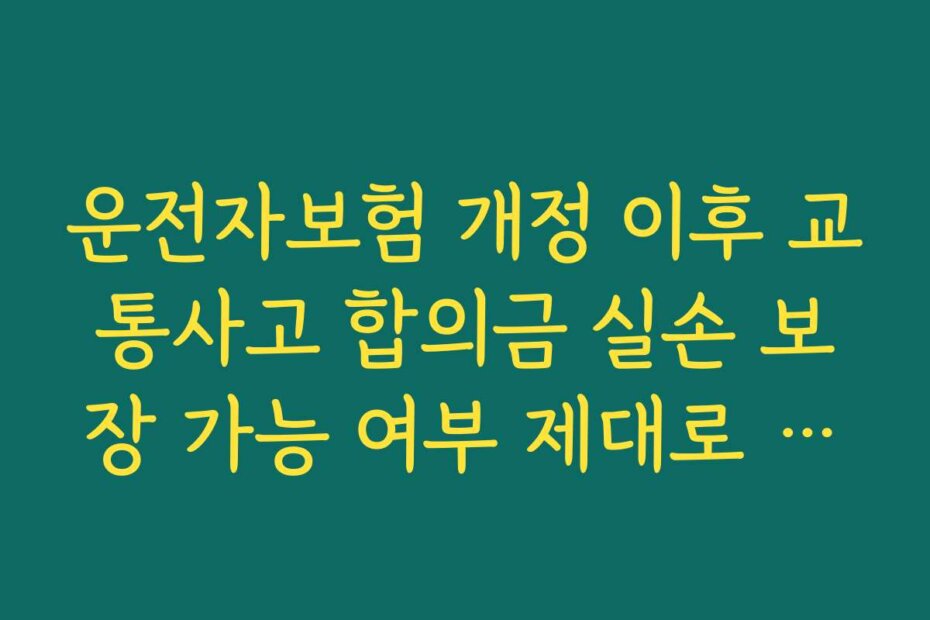 운전자보험 개정 이후 교통사고 합의금 실손 보장 가능 여부 제대로 이해하기