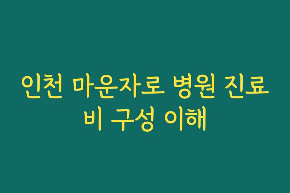 인천 마운자로 병원 진료비 구성 이해