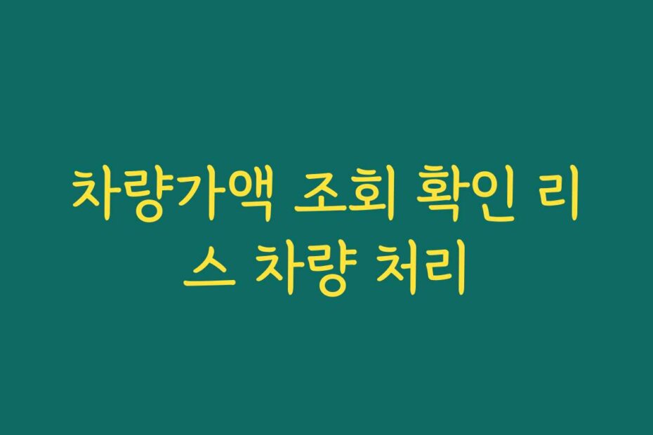 차량가액 조회 확인 리스 차량 처리