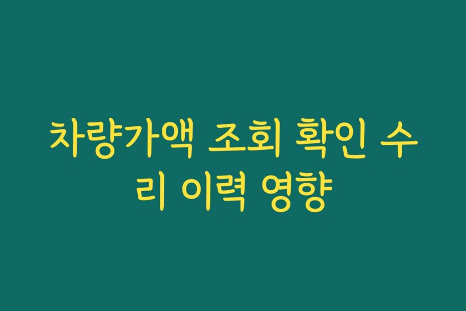 차량가액 조회 확인 수리 이력 영향