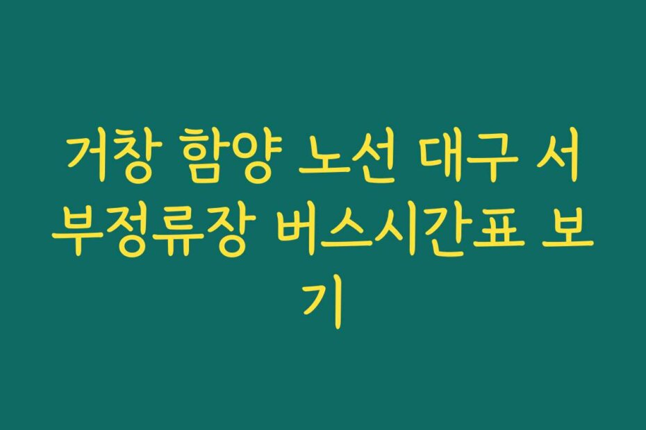 거창 함양 노선 대구 서부정류장 버스시간표 보기