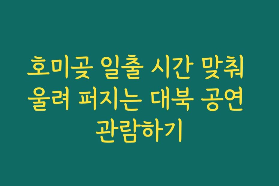 호미곶 일출 시간 맞춰 울려 퍼지는 대북 공연 관람하기