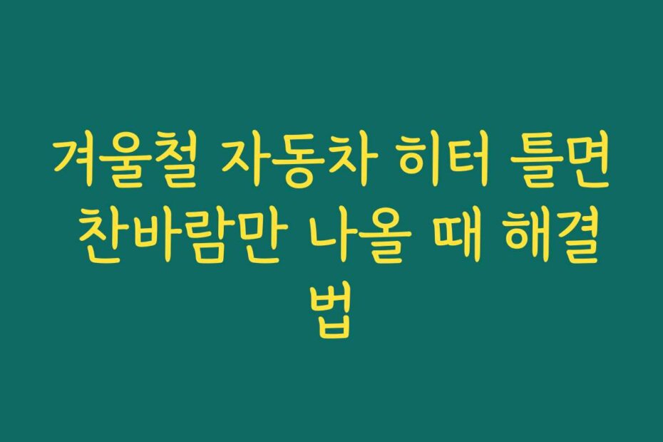 겨울철 자동차 히터 틀면 찬바람만 나올 때 해결법