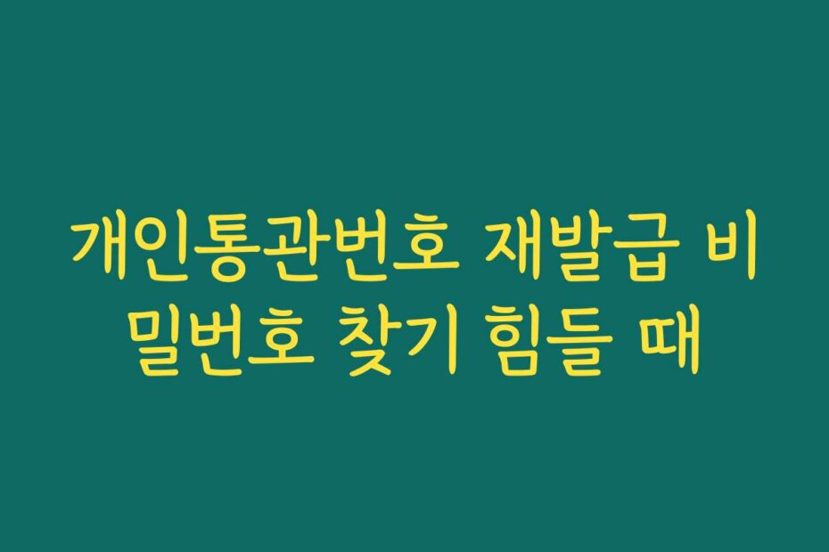 개인통관번호 재발급 비밀번호 찾기 힘들 때