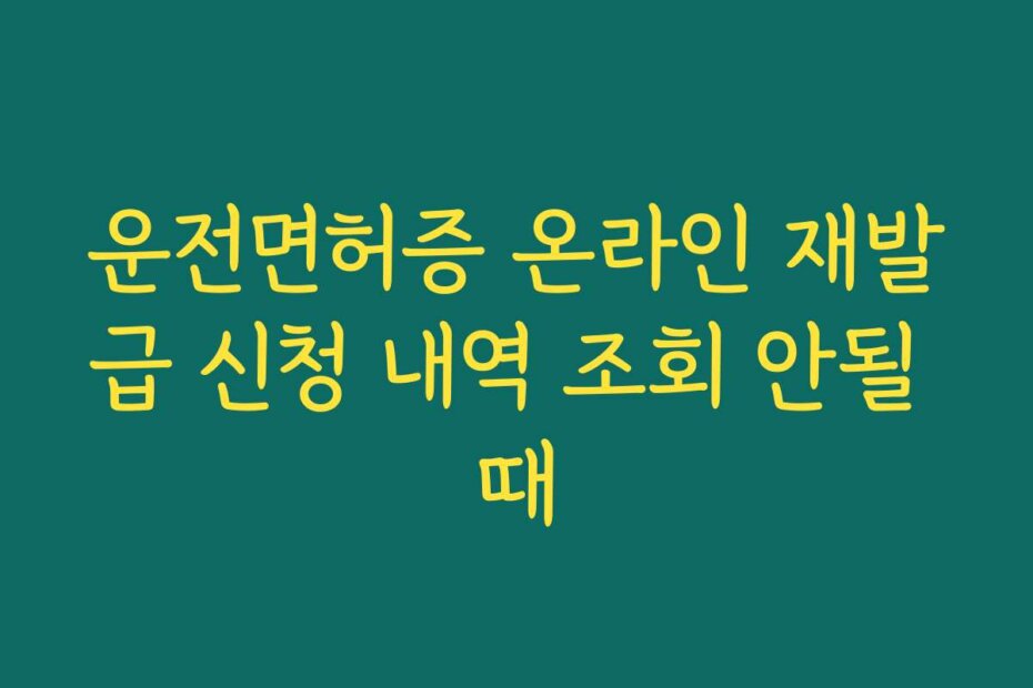 운전면허증 온라인 재발급 신청 내역 조회 안될 때