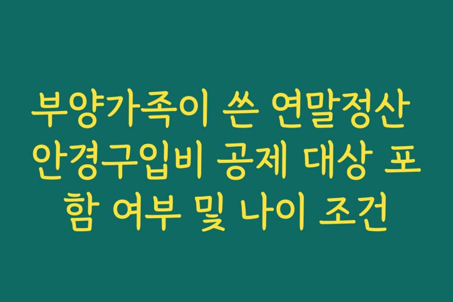 부양가족이 쓴 연말정산 안경구입비 공제 대상 포함 여부 및 나이 조건