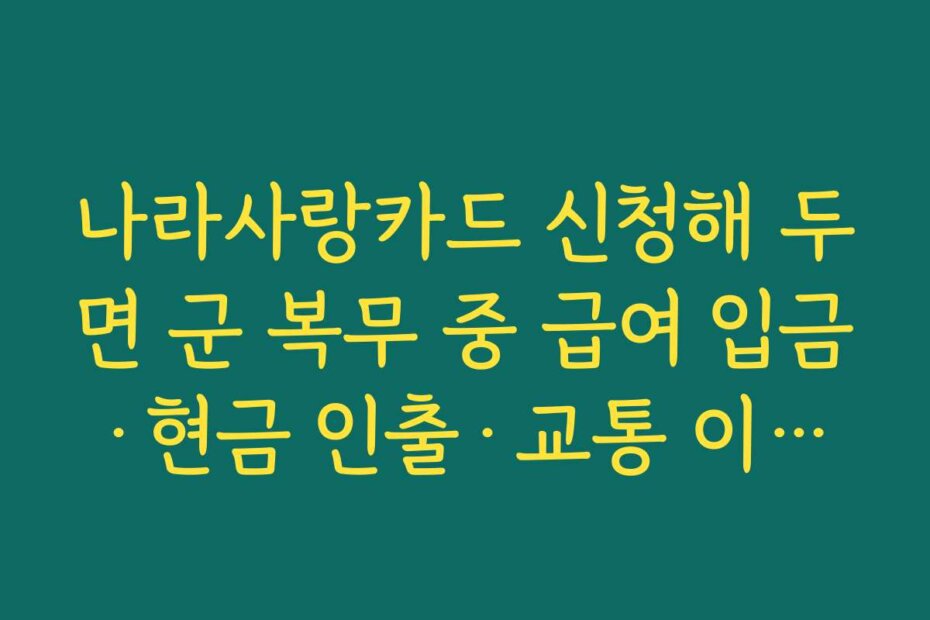 나라사랑카드 신청해 두면 군 복무 중 급여 입금·현금 인출·교통 이용이 편리한 이유