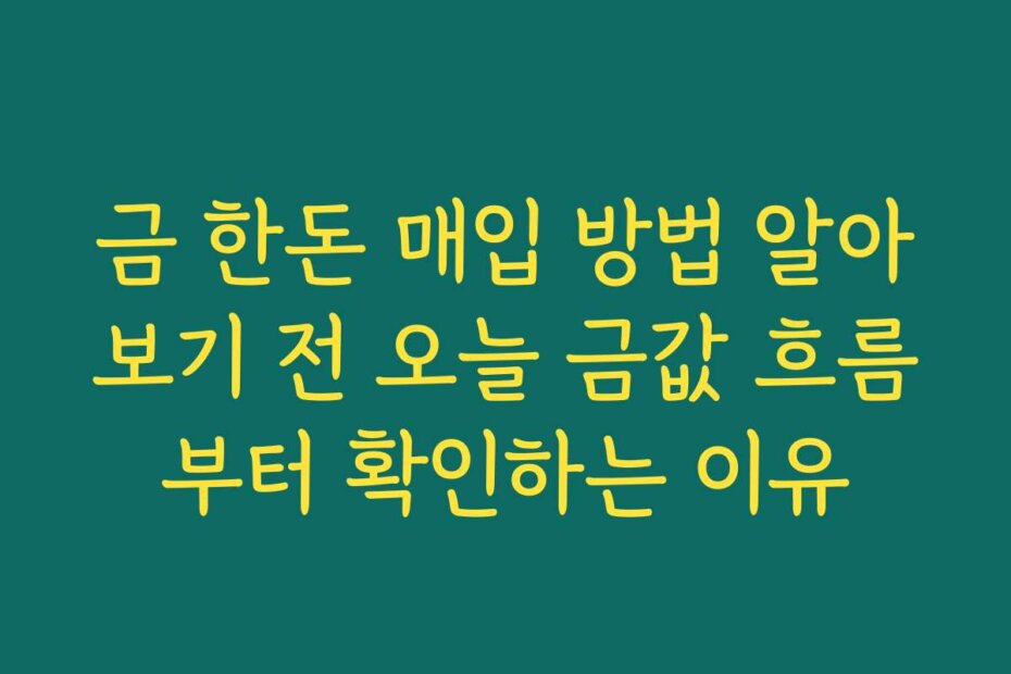 금 한돈 매입 방법 알아보기 전 오늘 금값 흐름부터 확인하는 이유