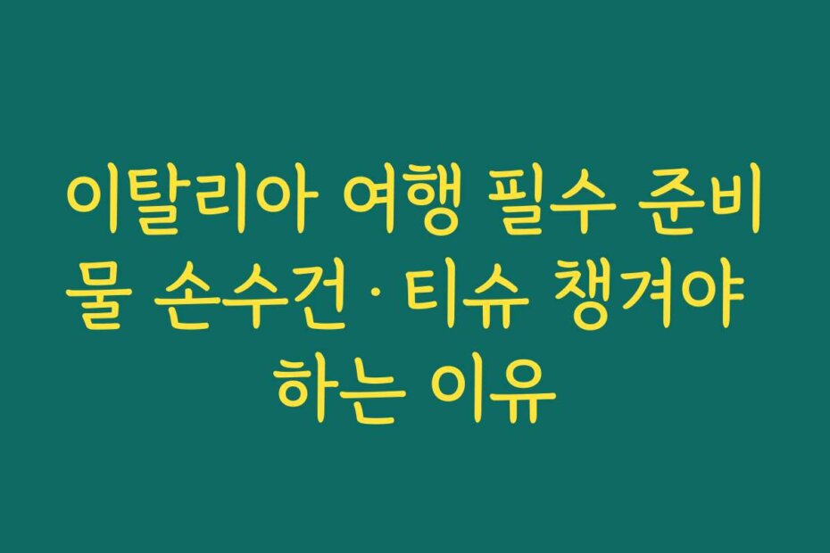 이탈리아 여행 필수 준비물 손수건·티슈 챙겨야 하는 이유