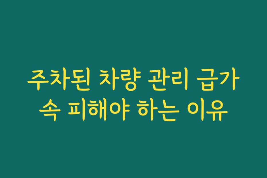 주차된 차량 관리 급가속 피해야 하는 이유