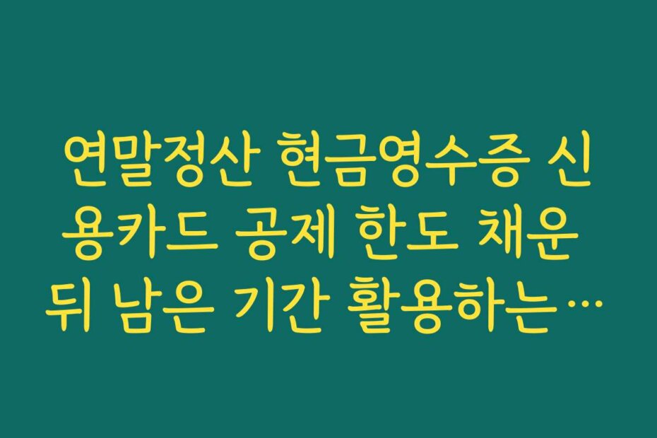연말정산 현금영수증 신용카드 공제 한도 채운 뒤 남은 기간 활용하는 소비 요령
