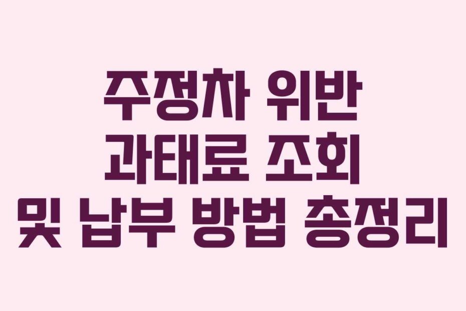 주정차 위반 과태료 조회 및 납부 방법 총정리