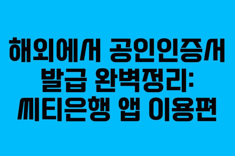 해외에서 공인인증서 발급 완벽정리: 씨티은행 앱 이용편