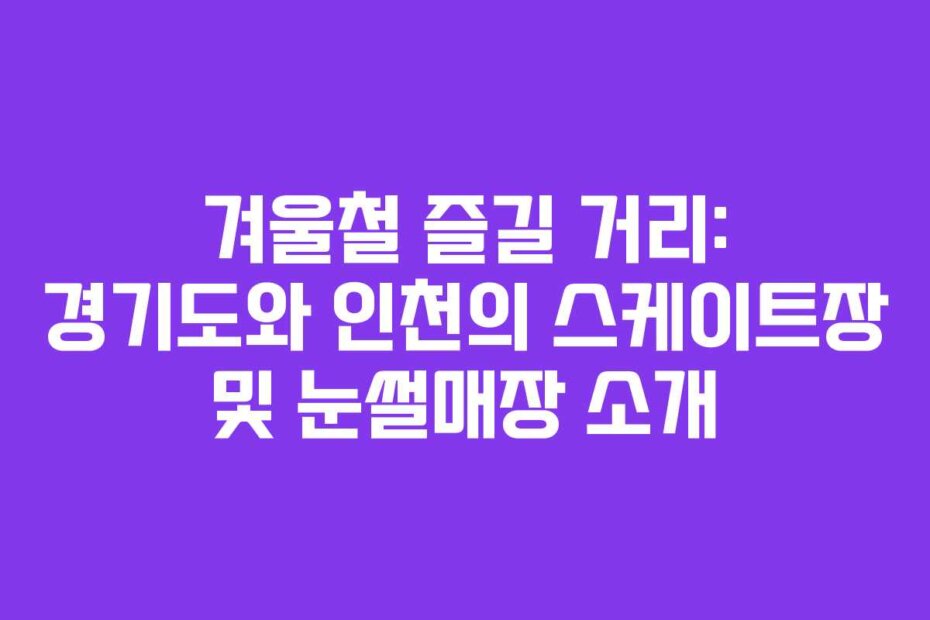 겨울철 즐길 거리: 경기도와 인천의 스케이트장 및 눈썰매장 소개