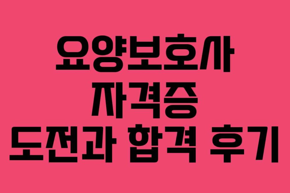 요양보호사 자격증 도전과 합격 후기