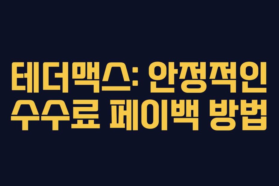 테더맥스: 안정적인 수수료 페이백 방법