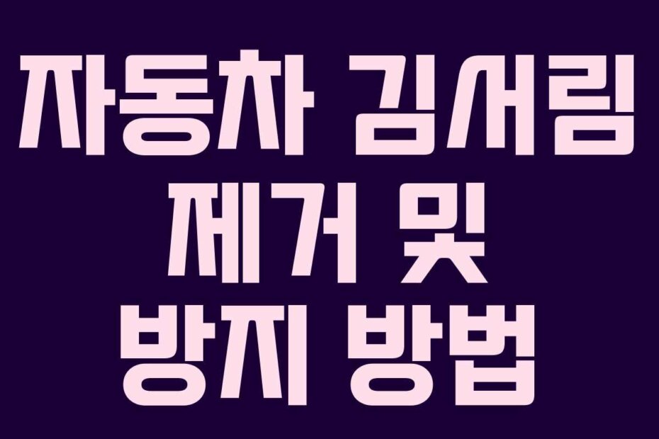 자동차 김서림 제거 및 방지 방법