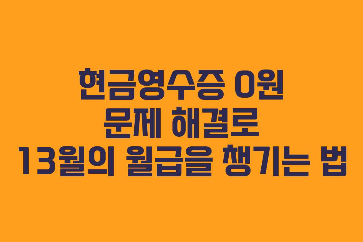 현금영수증 0원 문제 해결로 13월의 월급을 챙기는 법