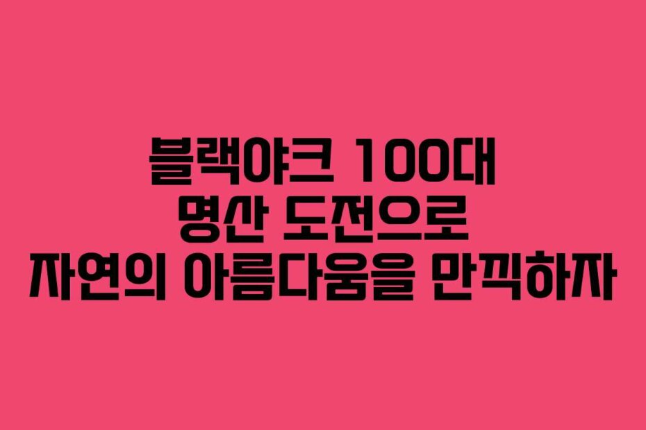 블랙야크 100대 명산 도전으로 자연의 아름다움을 만끽하자