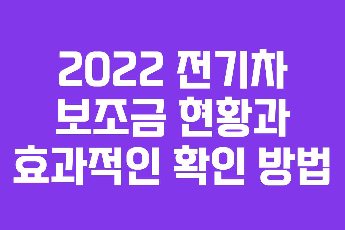 2022 전기차 보조금 현황과 효과적인 확인 방법