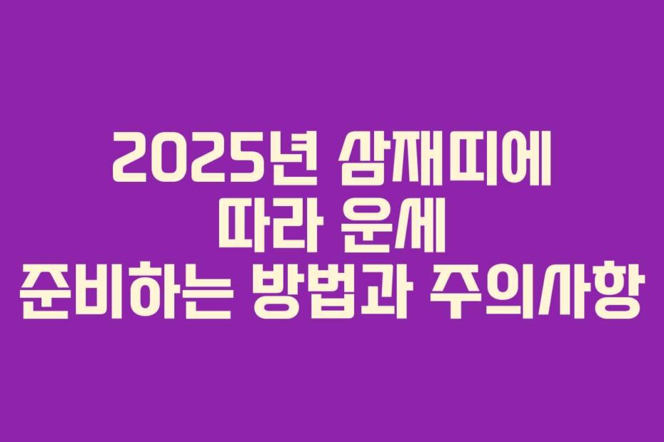 2025년 삼재띠에 따라 운세 준비하는 방법과 주의사항