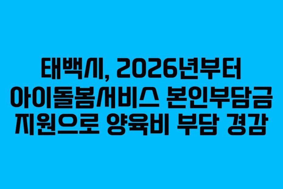 태백시, 2026년부터 아이돌봄서비스 본인부담금 지원으로 양육비 부담 경감