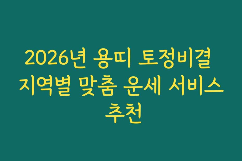 2026년 용띠 토정비결 지역별 맞춤 운세 서비스 추천