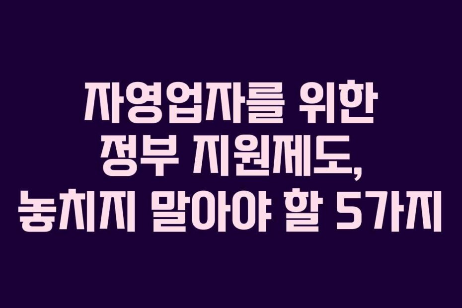 자영업자를 위한 정부 지원제도, 놓치지 말아야 할 5가지