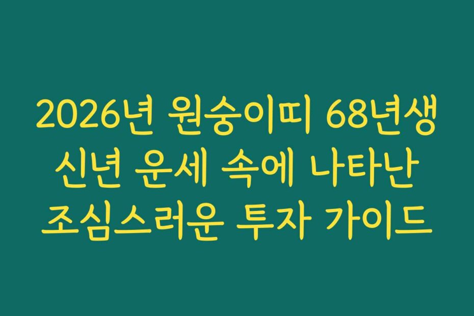 2026년 원숭이띠 68년생 신년 운세 속에 나타난 조심스러운 투자 가이드