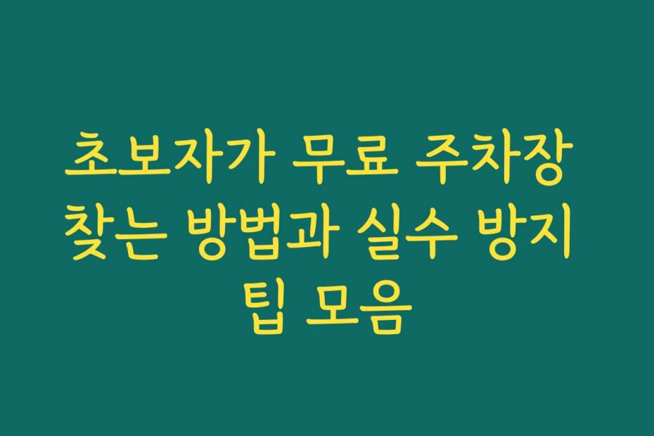 초보자가 무료 주차장 찾는 방법과 실수 방지 팁 모음