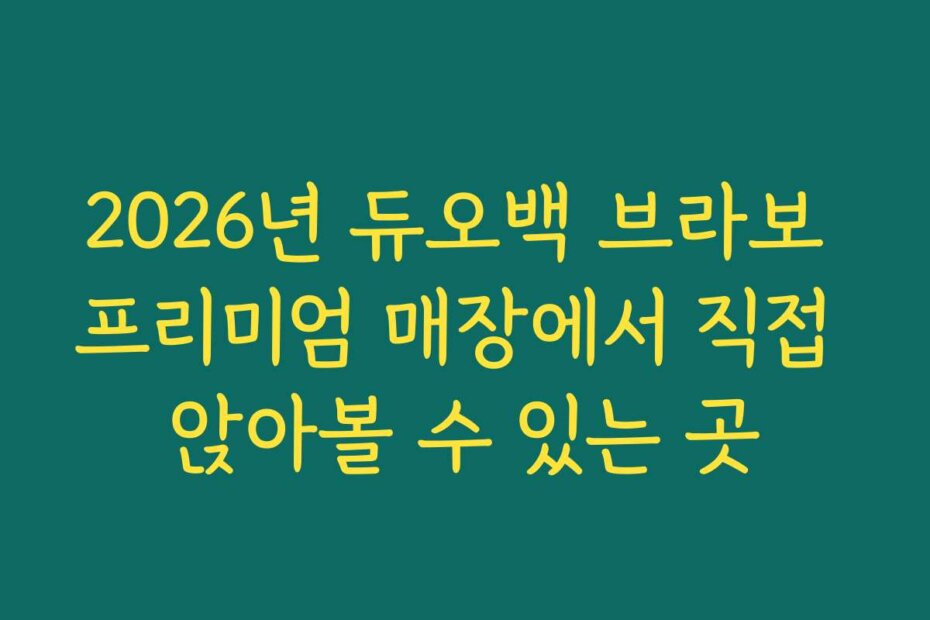 2026년 듀오백 브라보 프리미엄 매장에서 직접 앉아볼 수 있는 곳