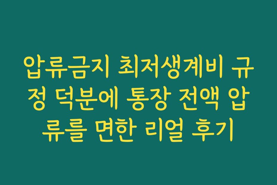 압류금지 최저생계비 규정 덕분에 통장 전액 압류를 면한 리얼 후기