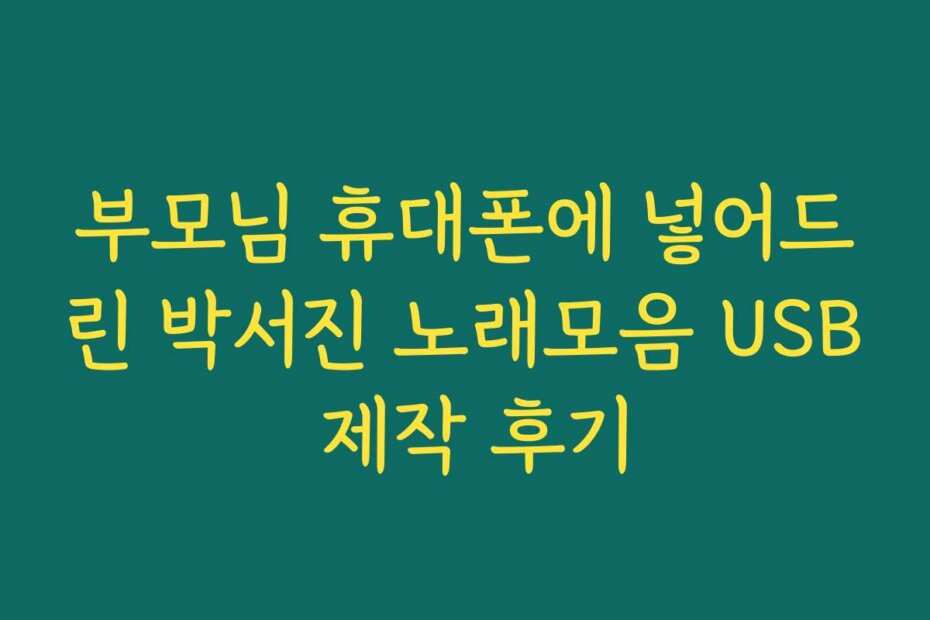 부모님 휴대폰에 넣어드린 박서진 노래모음 USB 제작 후기