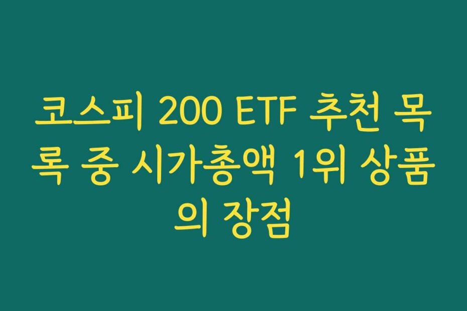 코스피 200 ETF 추천 목록 중 시가총액 1위 상품의 장점 코스피 200 ETF 추천 목록 중 시가총액 1위 상품의 장점