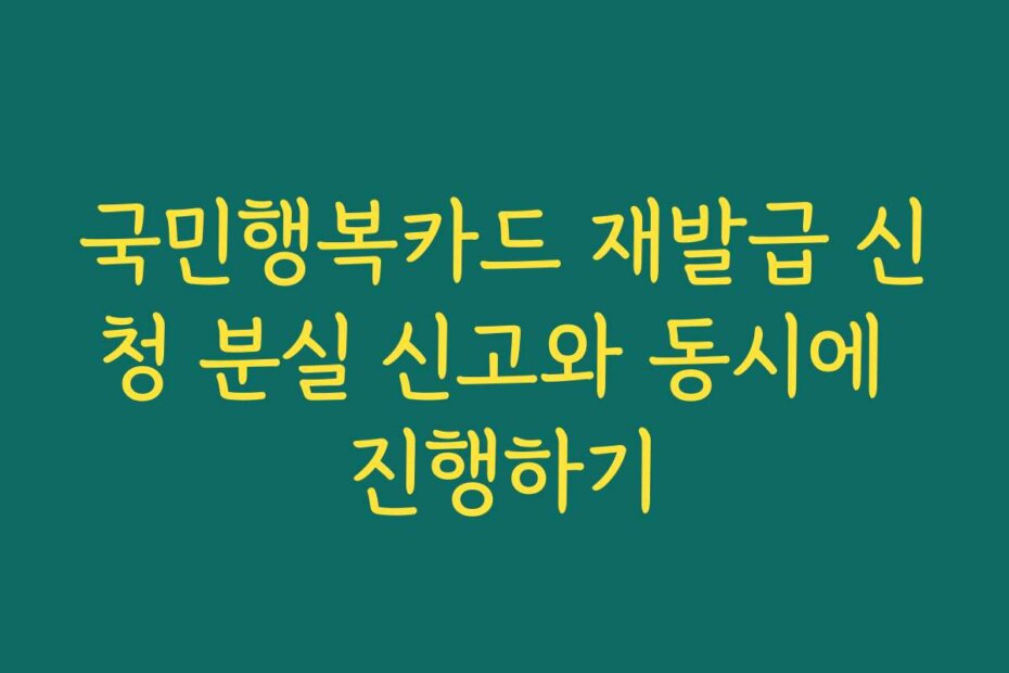 국민행복카드 재발급 신청 분실 신고와 동시에 진행하기