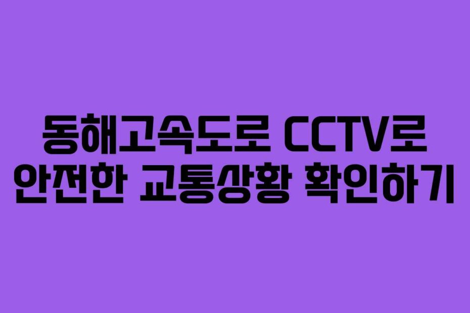 동해고속도로 CCTV로 안전한 교통상황 확인하기