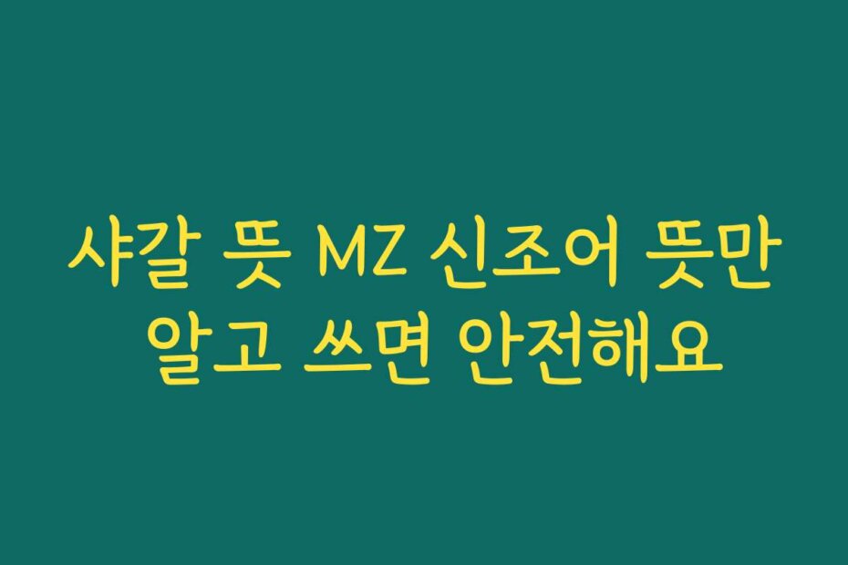 샤갈 뜻 MZ 신조어 뜻만 알고 쓰면 안전해요