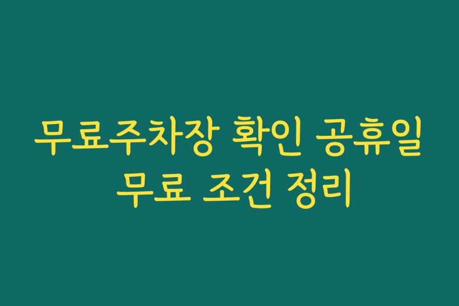 무료주차장 확인 공휴일 무료 조건 정리